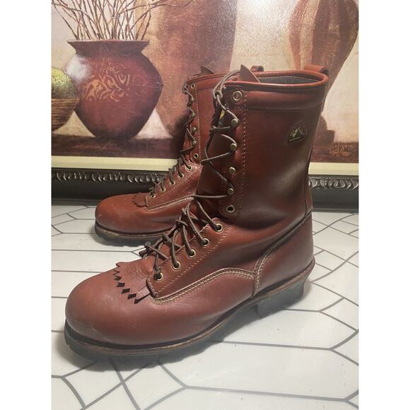Golden Retriever Mens Brown Leather Work Boots 13 W - Picture 4 of 14